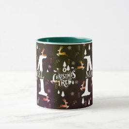 Caneca Natal decorativo do Monograma Elegante
