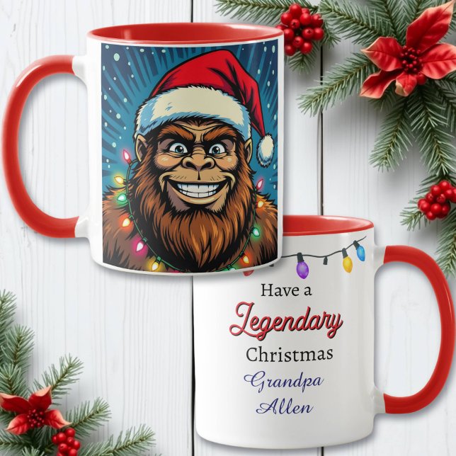 Caneca Natal Divertido Bigfoot Personalizado (Criador carregado)