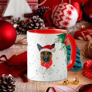 Caneca Natal do Dono de Cachorro Pastor Alemão Fofo Verme