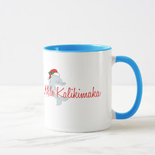 Caneca Natal do Hawaiian do golfinho do papai noel