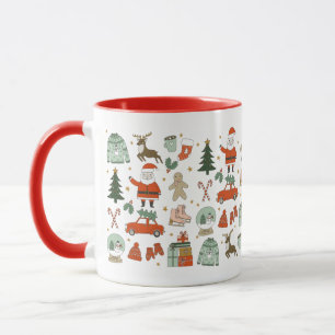 Caneca Natal Doodes feriado bonito Mug