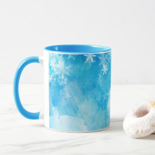 Caneca Natal dos Flocos de Neve Azuis Elegantes Mug Clás