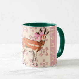 Caneca Natal Elegante com Padrão de Corça Rosa 