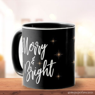 Caneca Natal elegante da Estrela Dourada e feliz Negra Br
