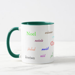 Caneca Natal Em Todo O Mundo Em Branco E Verde II