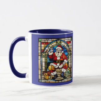 Caneca Natal em Vidro Colorido do Papai Noel