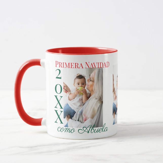 Caneca Natal espanhol 1º como avó personalizado 3 foto (Esquerda)
