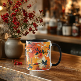 Caneca Natal Festivo Boho Chic - Nome Personalizado