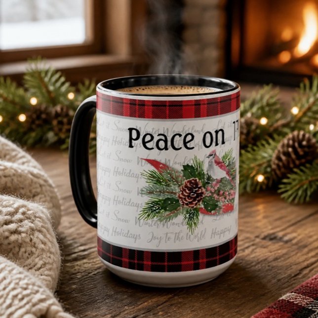 Caneca Natal Florestal | Cardinal Vermelho (Criador carregado)