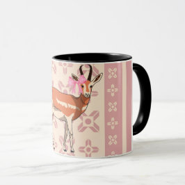 Caneca Natal fofo com padrão de corça rosa 