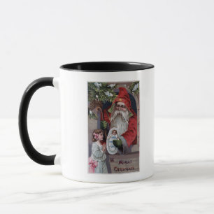 Caneca Natal GreetingSanta que dá a boneca