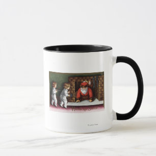 Caneca Natal GreetingSanta que vem para fora chaminé
