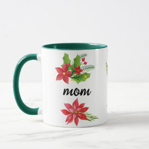 Caneca Natal Holly Black Script Mãe Green