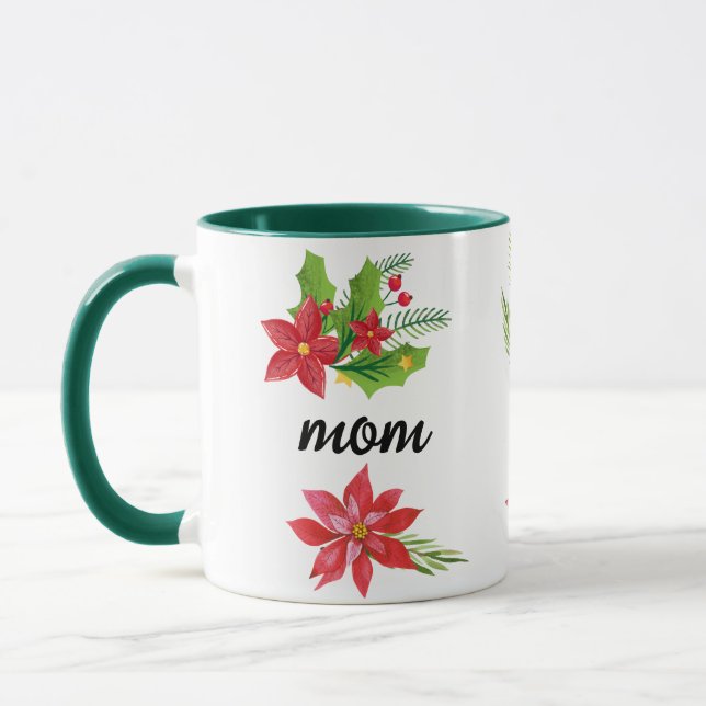Caneca Natal Holly Black Script Mãe Green (Esquerda)