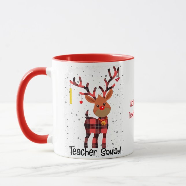 Caneca Natal Mais Fofo Professor Rena Squad Engraçado (Esquerda)