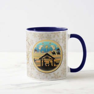 Caneca Natal Natividade Bebê Jesus na cena de Manger
