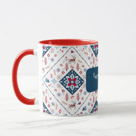 Caneca Natal nórdico com Reindeer e Flocos de Neve