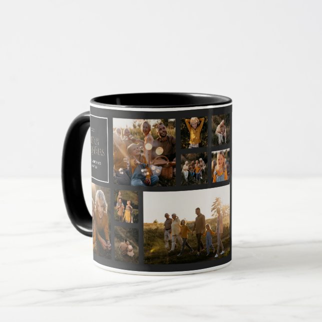 Caneca Natal para colagem de fotos mínima moderna (Frente Esquerda)