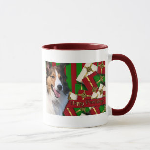 Caneca Natal - Pawlidays - Sheltie felizes