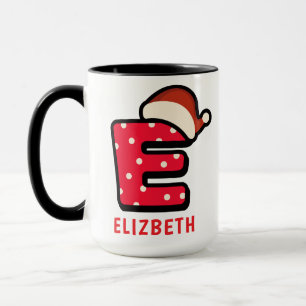 Caneca Natal Personalizado com a Letra 'E'