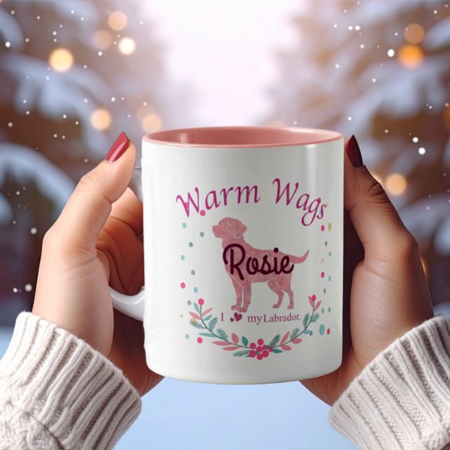 Caneca Natal Personalizado Labrador Retriever Rosa Pastel (Criador carregado)