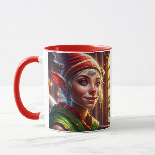Caneca Natal Personalizado para a Vovó | Elfo Fofo (Esquerda)