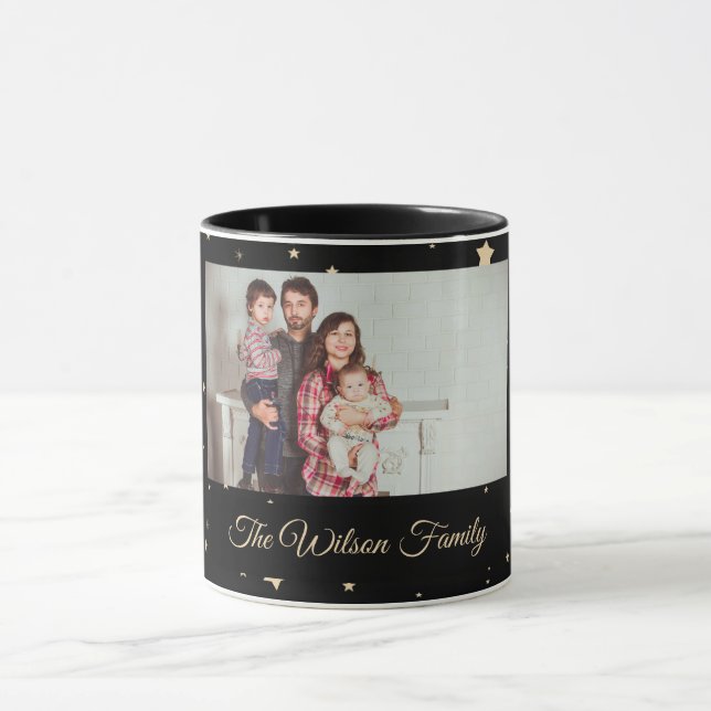 Caneca Natal preto e Dourado da noite estelar (Centro)