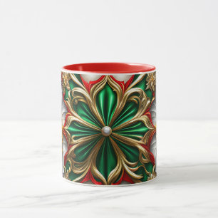 Caneca NATAL ~ QUENTE 3D LOUCO ~ Vermelho, Verde e Dourad