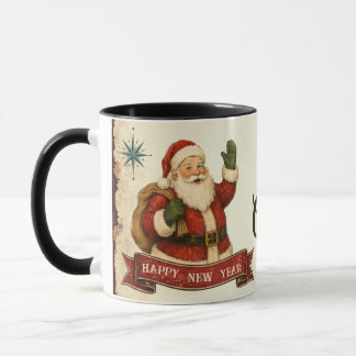 Caneca Natal Retrô Alegre e Feliz Ano Novo