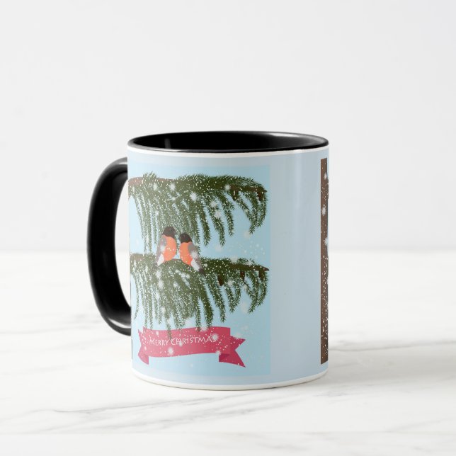 Caneca Natal , Retrô , Pintassilgos (Frente Esquerda)