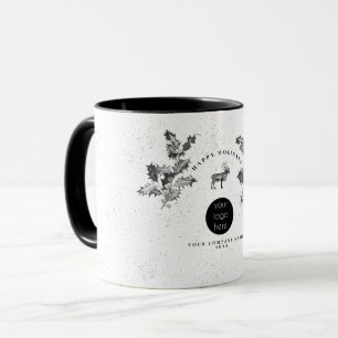 Caneca Natal Rustic Black White Holidy Business