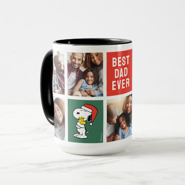Caneca Natal Snoopy & Woodstock | Melhor Pai - Colagem (Frente Esquerda)