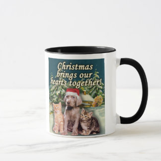 Caneca Natal Traz Nossos Corações Juntos Gatinho
