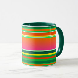 Caneca Natal verde vermelho listrado artístico