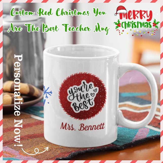 Caneca Natal Vermelho Personalizado Você É O Melhor Profe (Criador carregado)