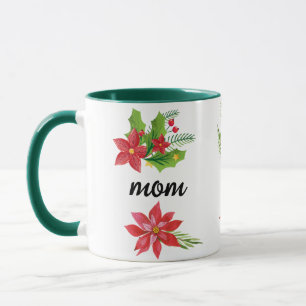 Caneca Natal Videira Escura Folha de Azeite Mãe Verde