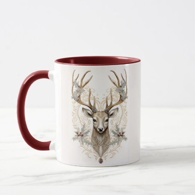 Caneca Natal Vintage com Buck, Azevinho e Frutas (Esquerda)