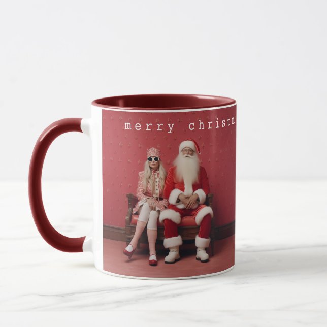 Caneca Natal Whimsical Duo: Papais noeis e Sra. Claus (Esquerda)