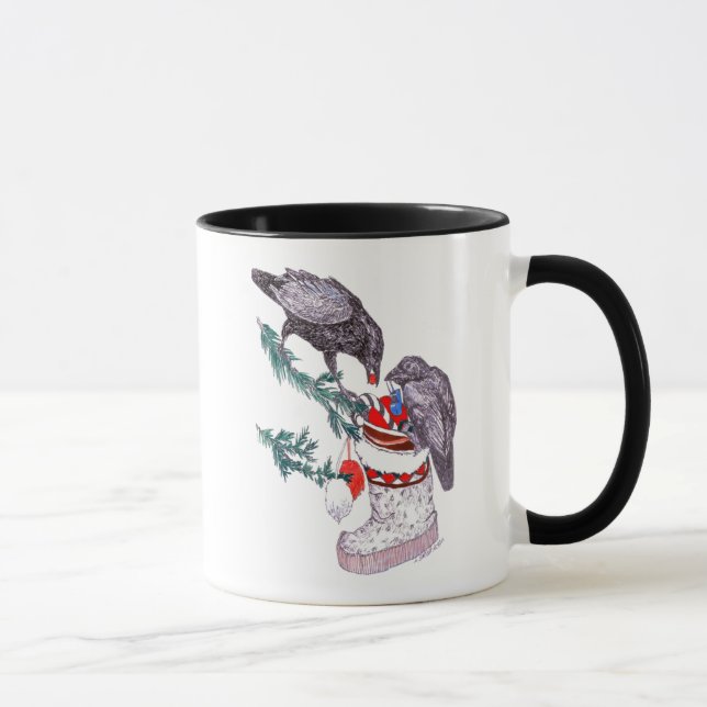 Caneca Natal Whimsso Alaska Vida Selvagem Café Mug (Direita)