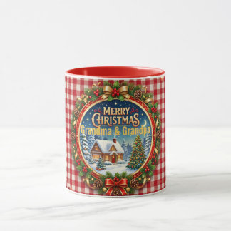 Caneca Natal Xadrez Vermelho Clássico