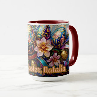 Caneca NATALIA ~ EASTER MUG ~ Flowers Eggs~ 