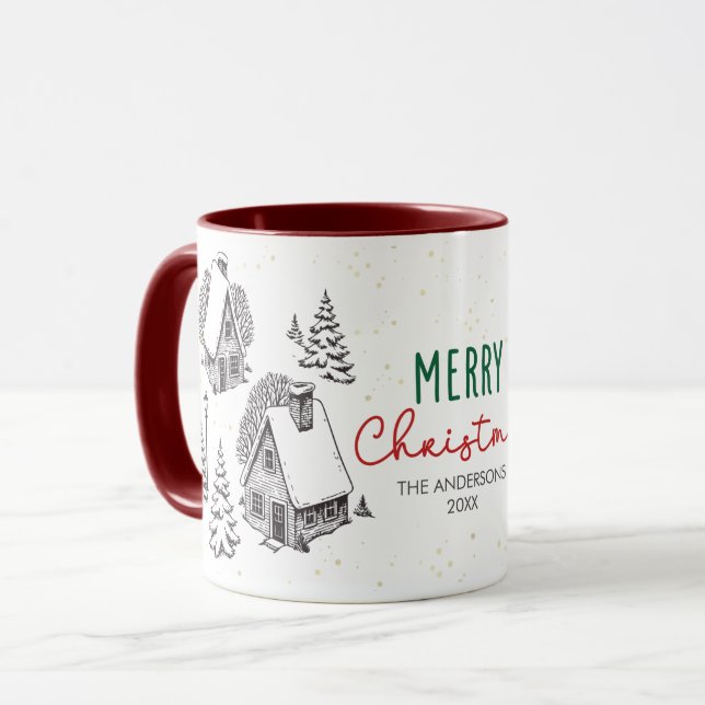 Caneca Natalina Personalizada Feliz Natal Rústico Inverno (Frente Esquerda)