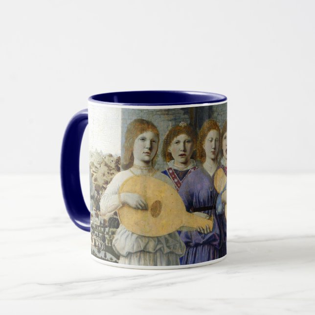 Caneca NATIVITY,CHRISTMAS ANGELS by PIERO DELLA FRANCESCA (Frente Esquerda)