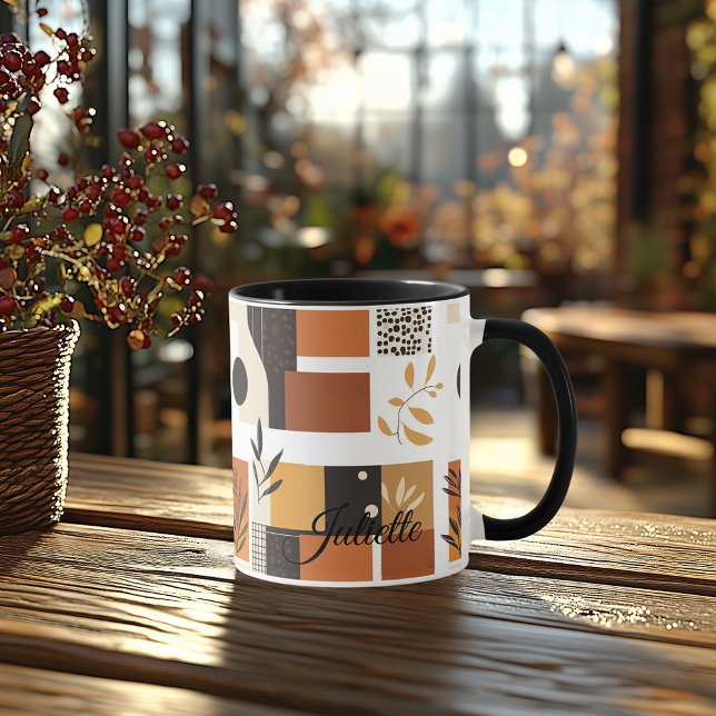 Caneca Natureza Abstrata Moderna - Geométrica Terrosa Per (Criador carregado)