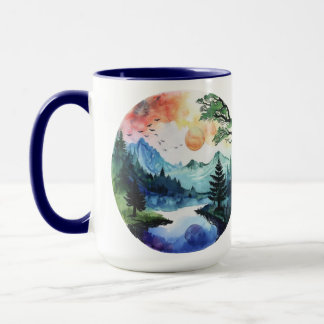 Caneca Natureza Cena Aquarela