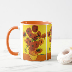 Caneca Natureza Morta com Vaso com 15 Girassóis Vincent v