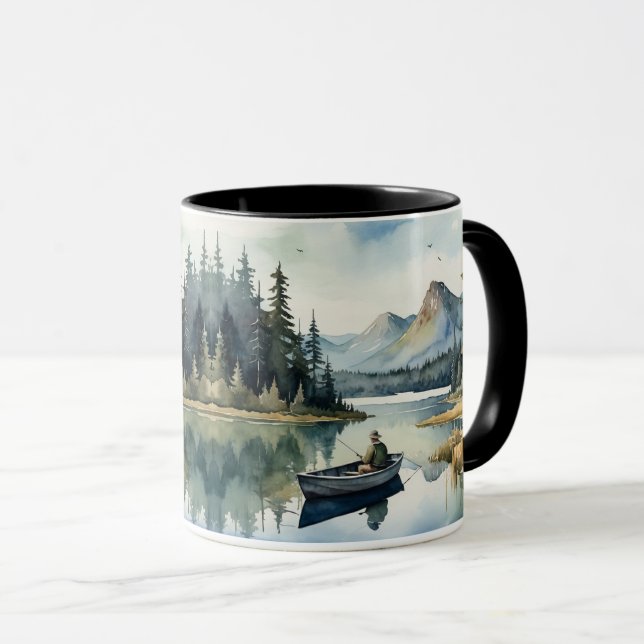 Caneca Natureza Selvagem de Cadeias de Pesca Lago de Barc (Frente Esquerda)