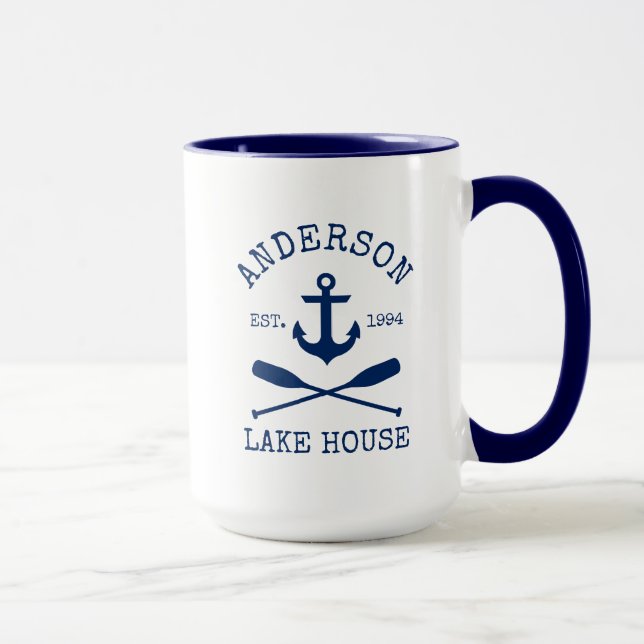 Caneca Náutica Blue Anchor Oars Lake House Large (Direita)