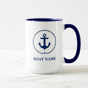 Caneca Náutica Nome Anchor Corpo Azul Grande