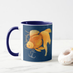 Caneca Náutica Roda do Leme Âncora Peixe Dourado